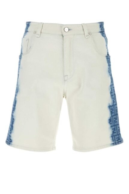 White stretch denim bermuda shorts