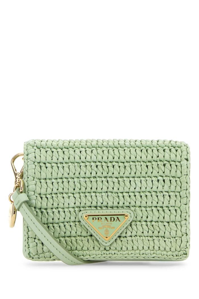 Pastel green raffia card holder - Image 1