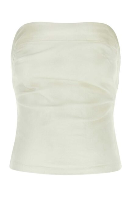 White stretch denim Tube top