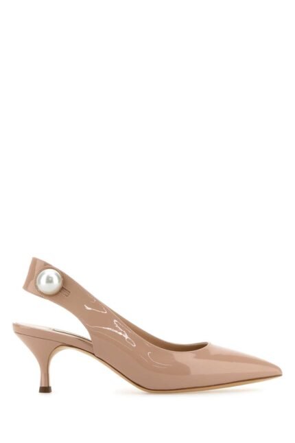 Powder pink leather pumps