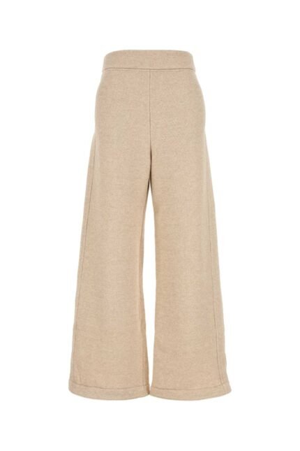 Melange sand cotton blend Tay wide-leg pant