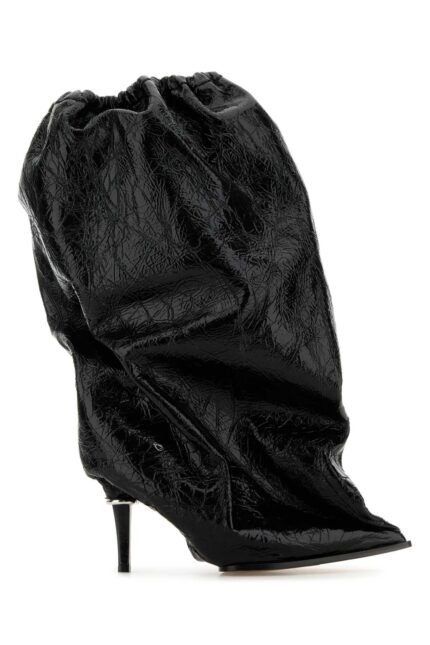 Black leather ankle boots