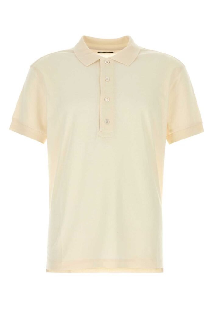 Ivory cotton blend polo shirt - Image 1