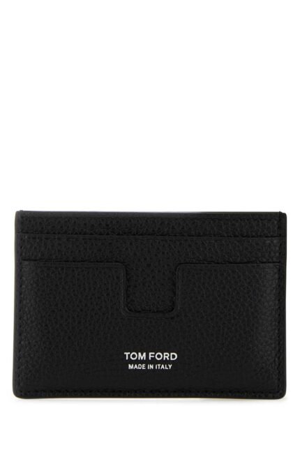 Black leather card holder