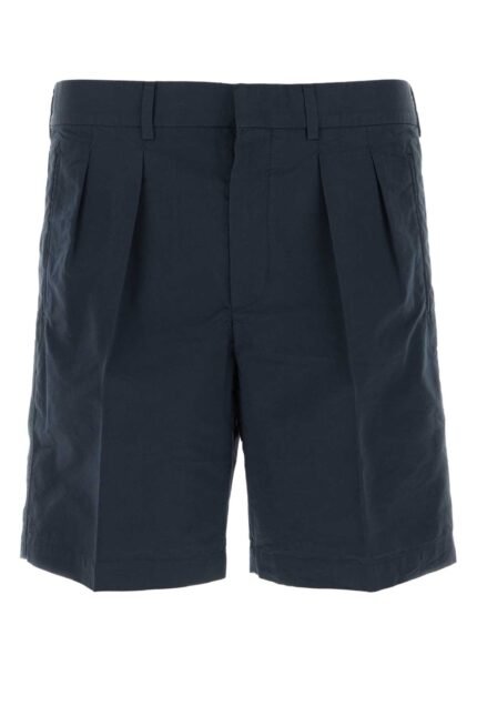Navy blue cotton blend bermuda shorts