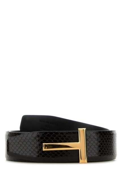 Dark brown leather reversible belt