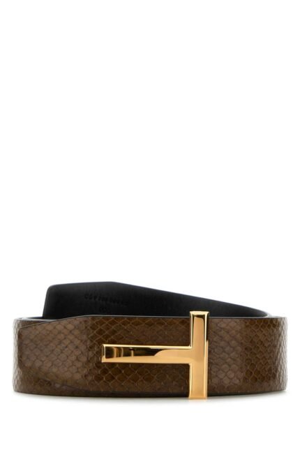 Brown leather reversible belt