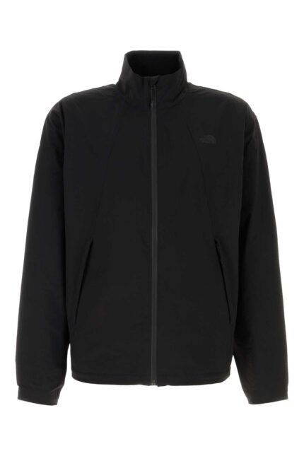 Black stretch nylon windbreaker