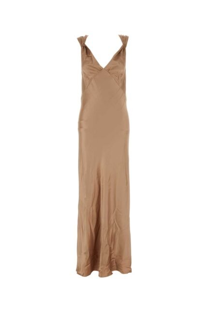 Skin pink silk long dress