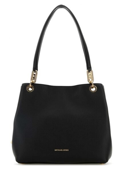 Black leather large Kensington shopping bag