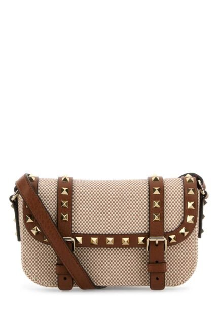 Two-tone canvas Rockstud crossbody bag