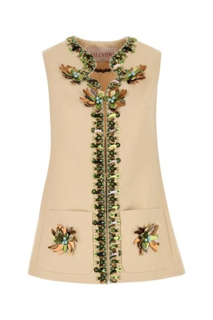 Cream wool blend vest