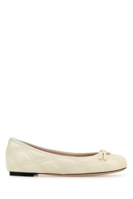 Ivory leather ballerinas
