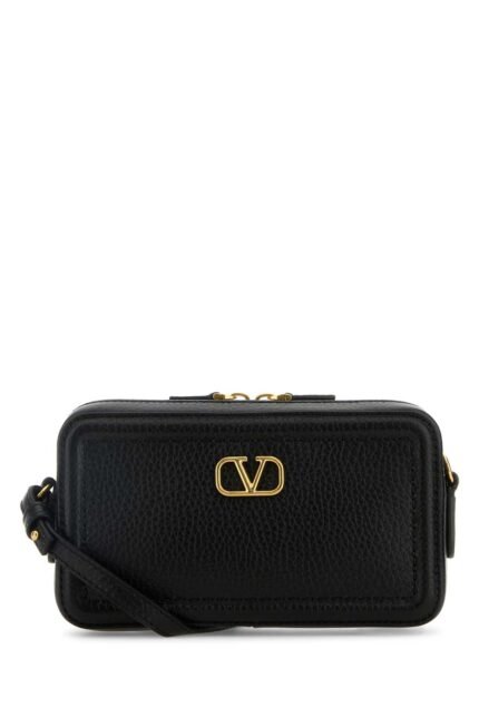 Black leather VLogo crossbody bag