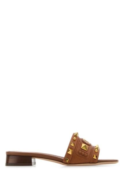 Caramel leather Plaster Caster slippers