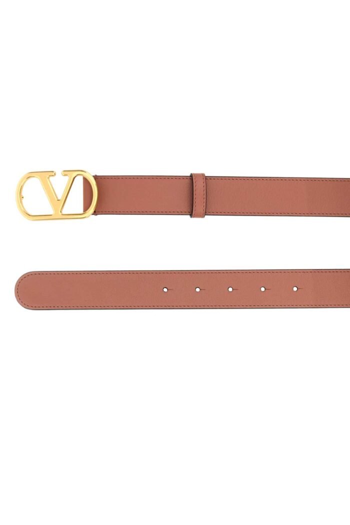 Dark pink leather VLogo belt - Image 2