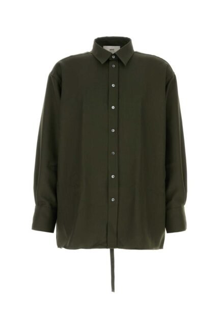 Olive green wool oversize shirt