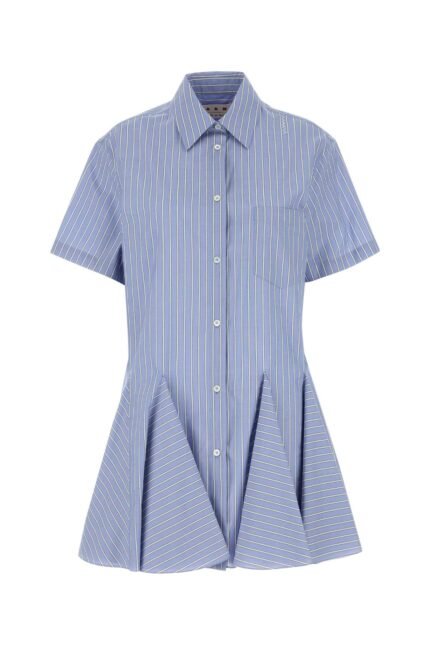 Embroidered poplin shirt dress