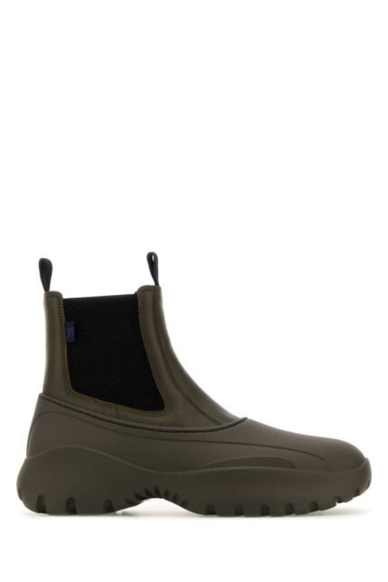 Olive green leather and rubber Chelsea Scoot ankle boots