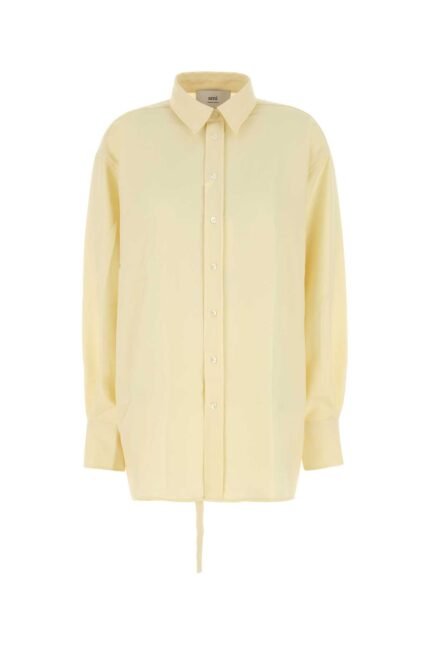 Pastel yellow wool oversize shirt