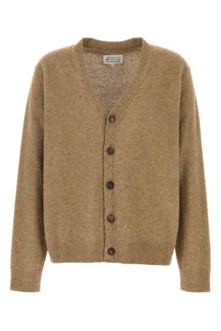 Melange cappuccino wool blend cardigan