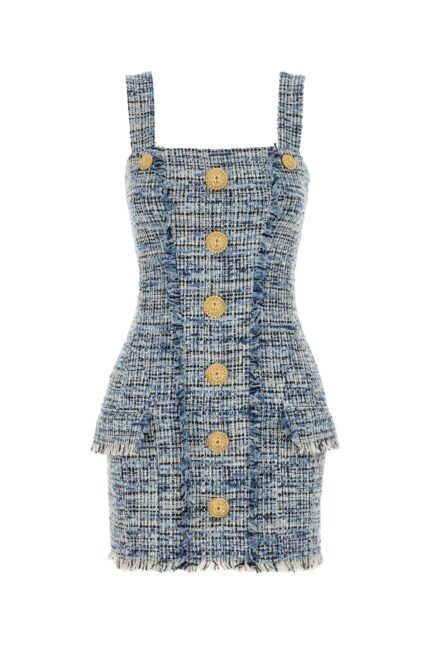 Embroidered tweed dress