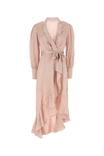 Pastel pink silk Wrap dress