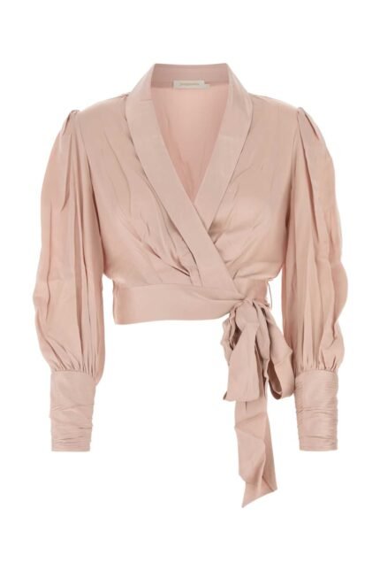 Pastel pink silk Wrap blouse