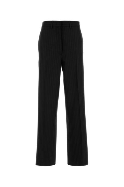 Embroidered stretch wool palazzo pant
