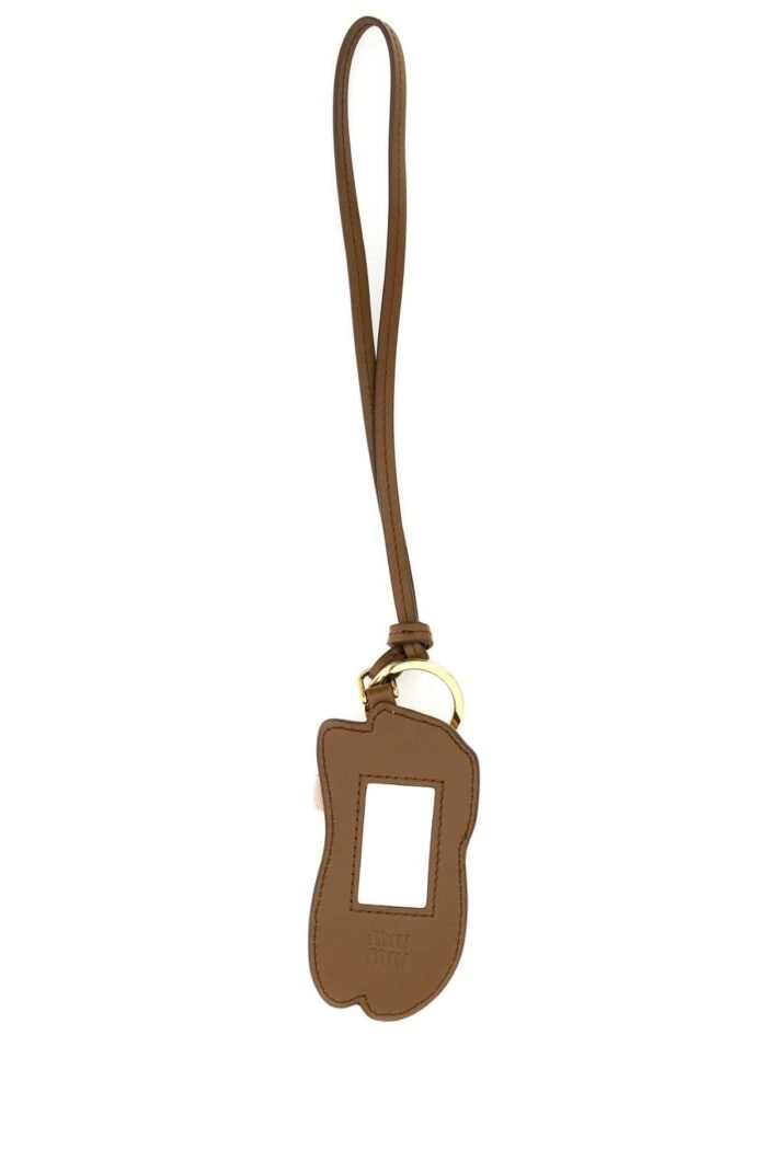 Pastel pink leather keyring - Image 2