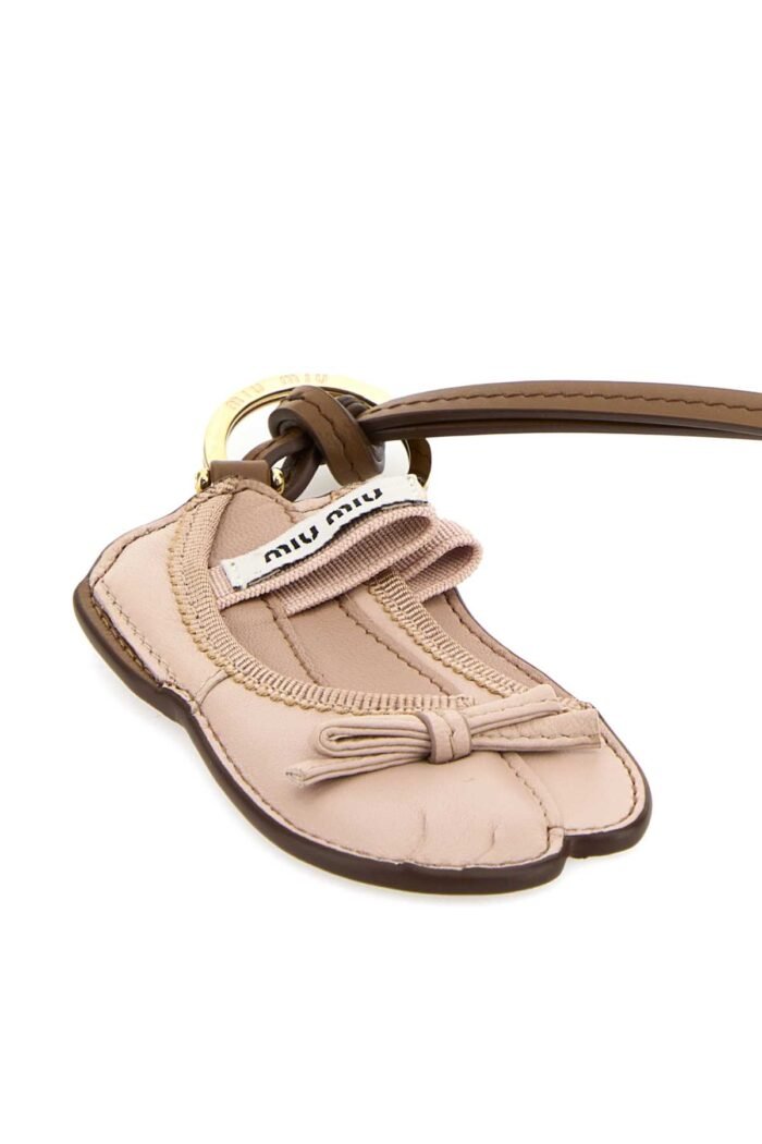 Pastel pink leather keyring - Image 3