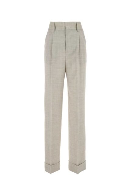 Melange light grey stretch wool blend pant