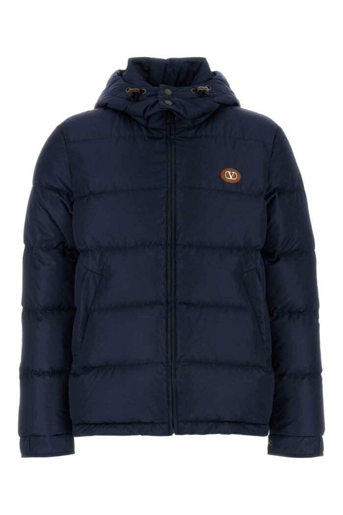 Navy blue nylon VLogo down jacket - Image 1