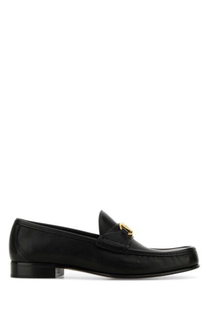 Black leather VLogo loafers