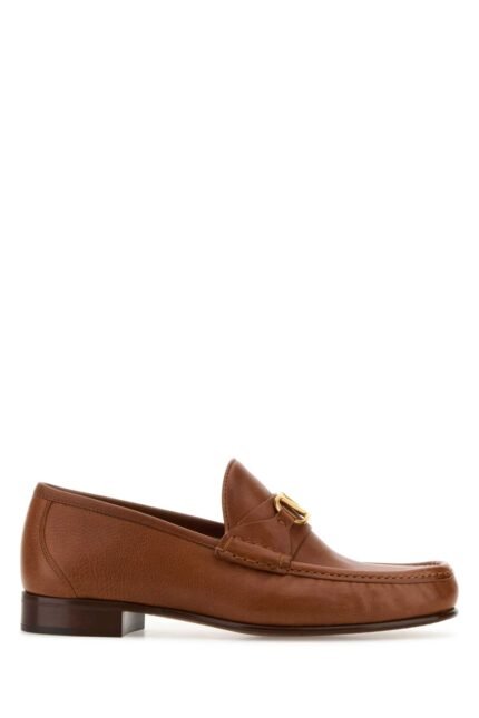 Caramel leather VLogo loafers