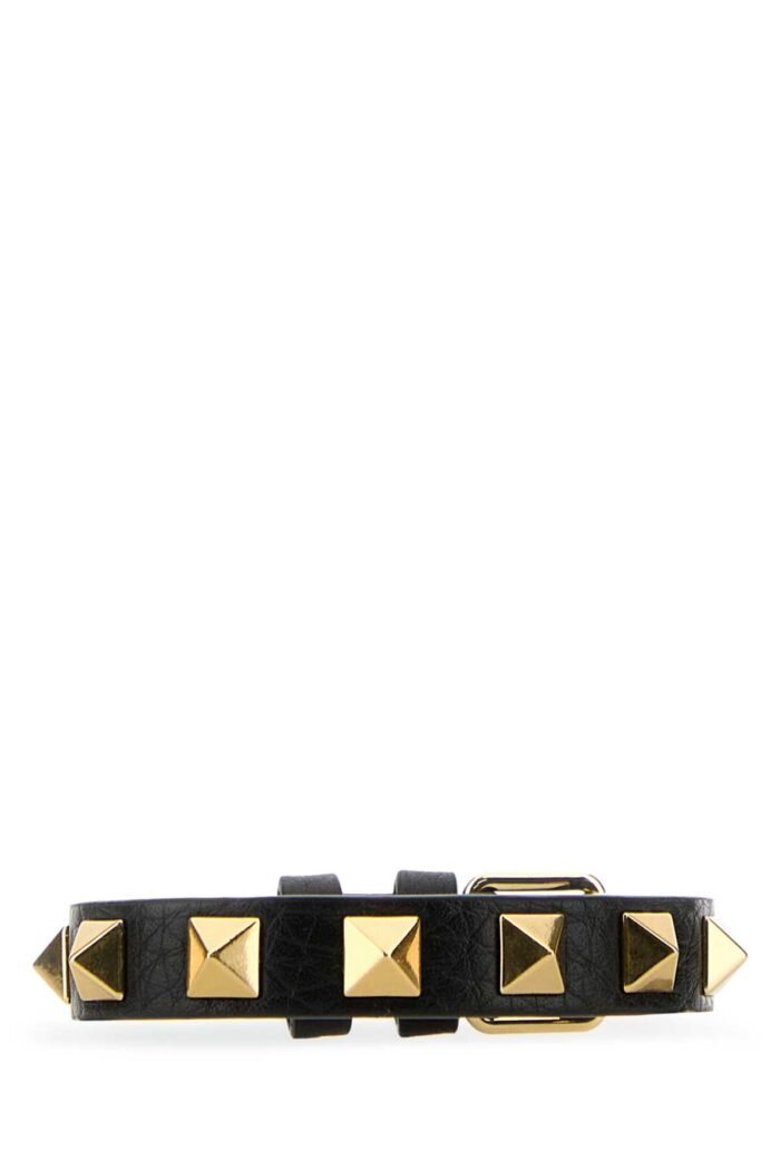 Black leather Rockstud bracelet - Image 1