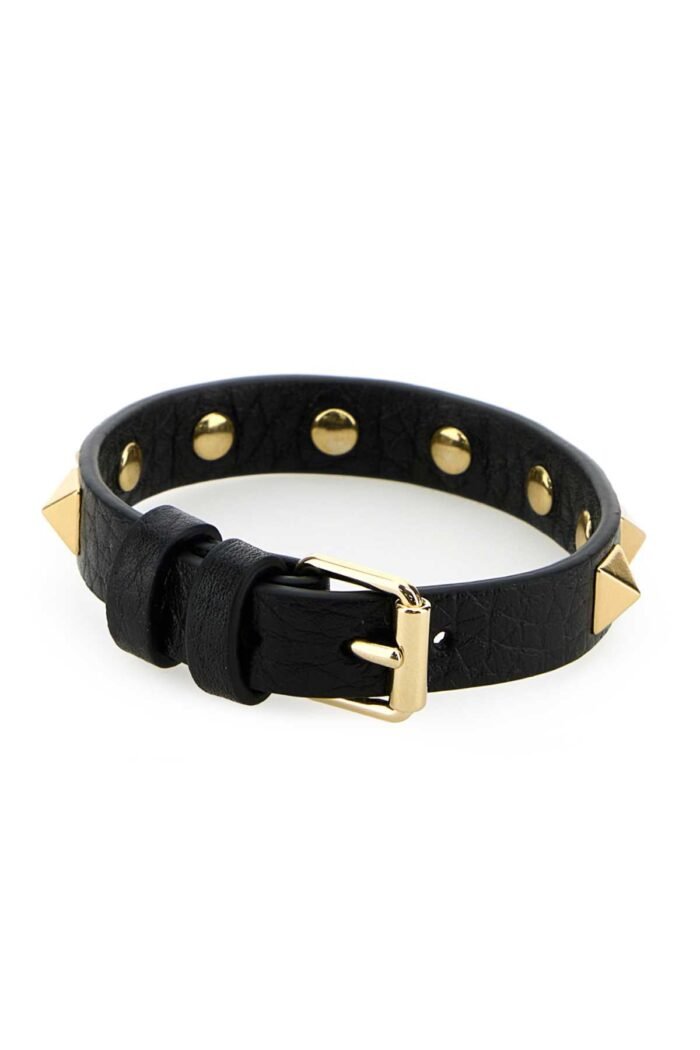 Black leather Rockstud bracelet - Image 3