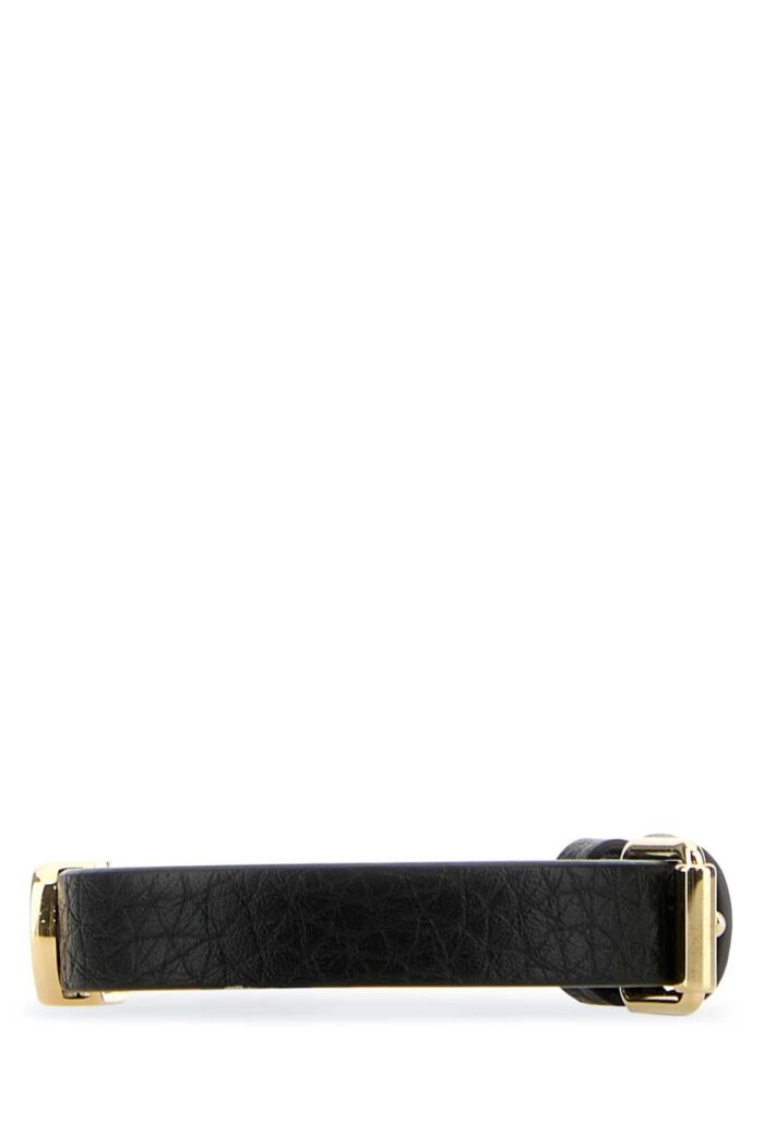 Black leather VLogo bracelet - Image 2