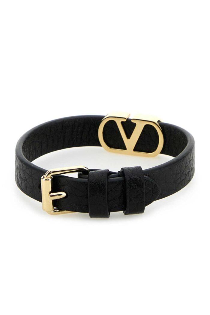 Black leather VLogo bracelet - Image 3