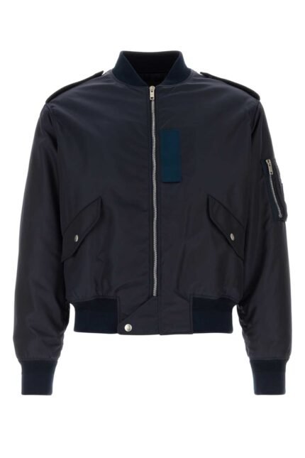 Navy blue nylon bomber jacket