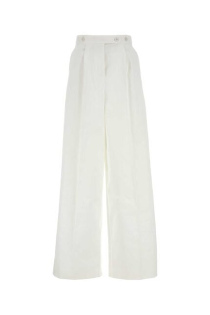 White poplin wide-leg pant