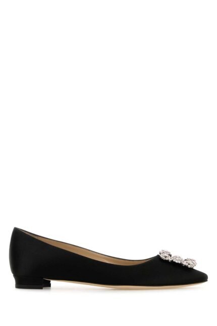 Black satin Hangisi ballerinas