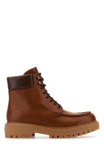Caramel leather ankle boots