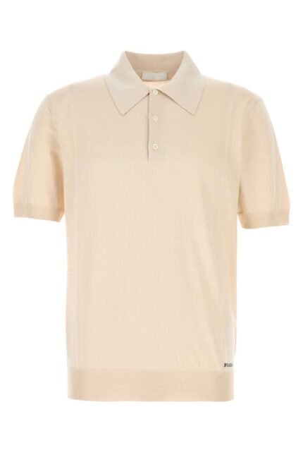Sand silk polo shirt