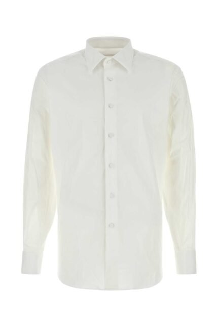 White stretch cotton blend shirt