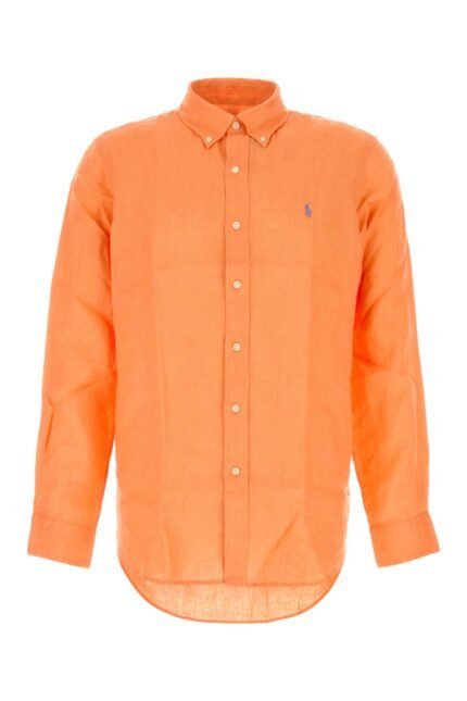 Fluo orange linen shirt