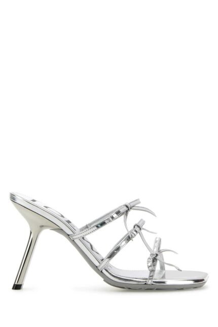 Silver leather Petal mules