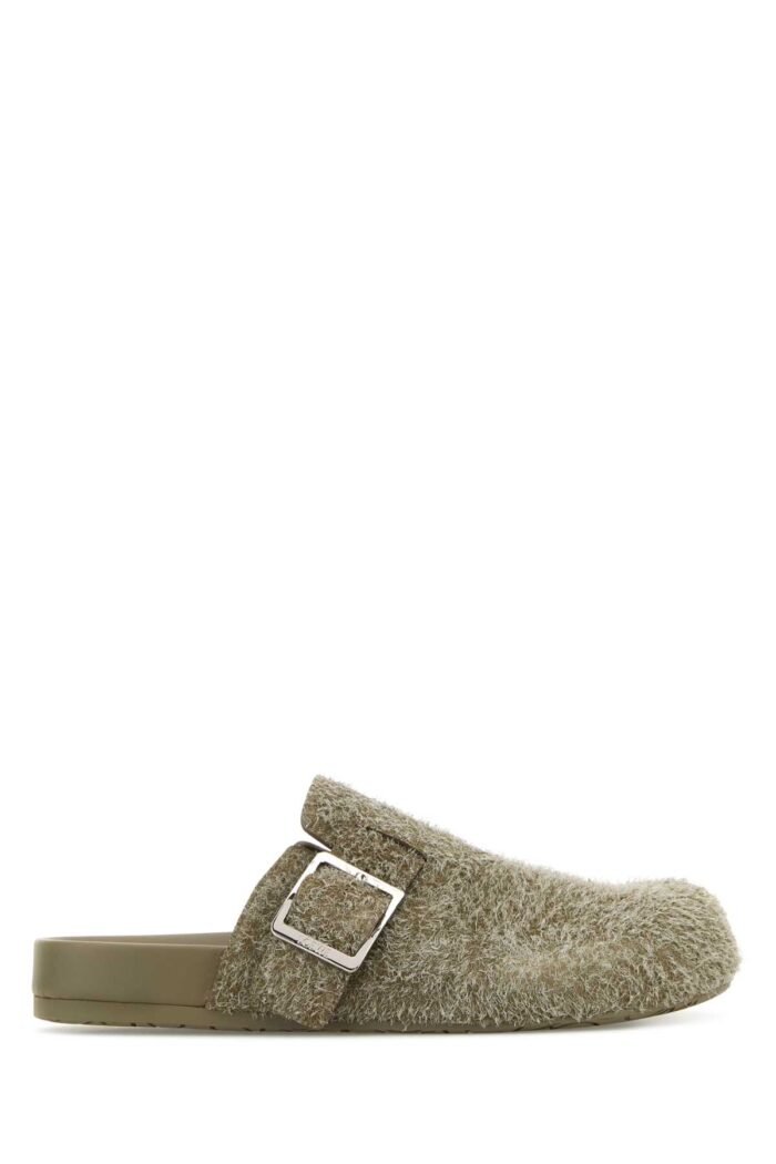 Khaki suede Ease Buckle slippers - Image 1