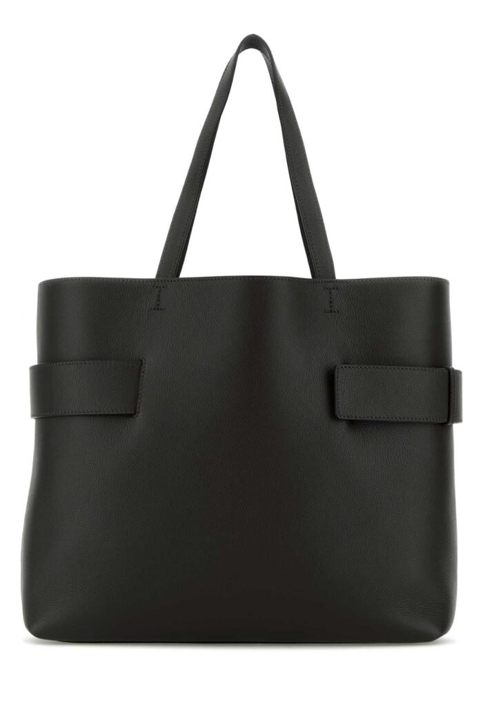 Black leather T-Bar shopping bag - Image 3