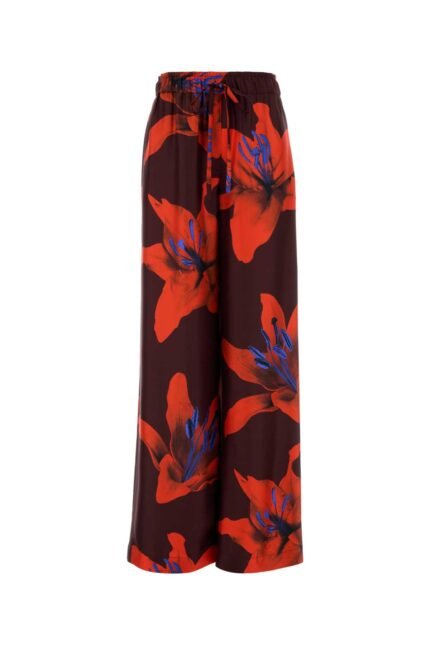 Printed satin wide-leg pant